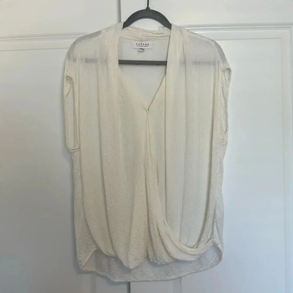 Velvet by Graham & Spencer Faux Wrap Top Women’s Cream Size L - Picture 1 of 7